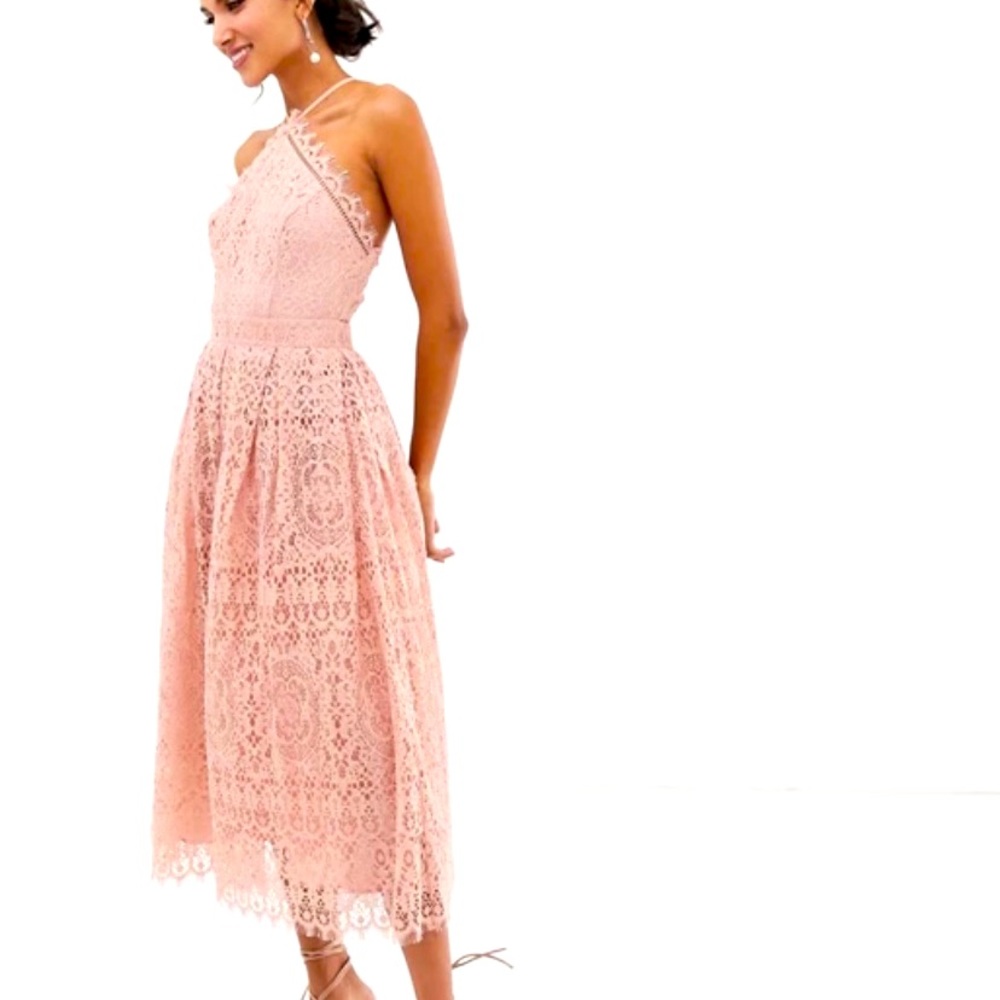 Asos Tall Lace Midi Dress With Pinny Bodice.